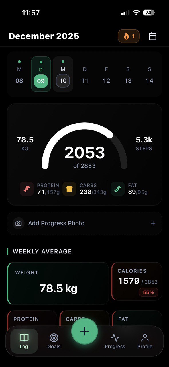 ShredSheet App - Daily Calorie Tracking